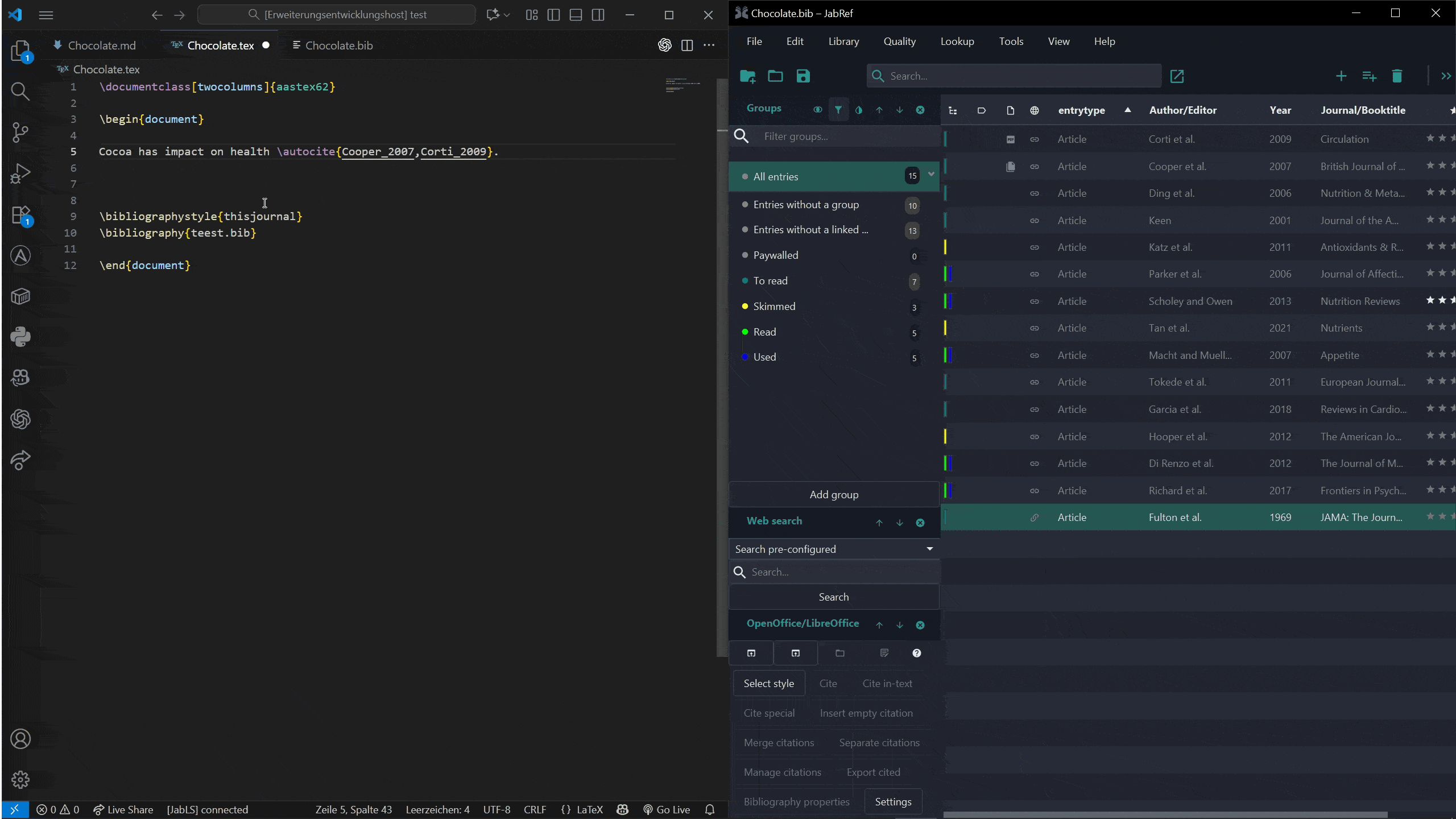 Jump to the entry in the GUI